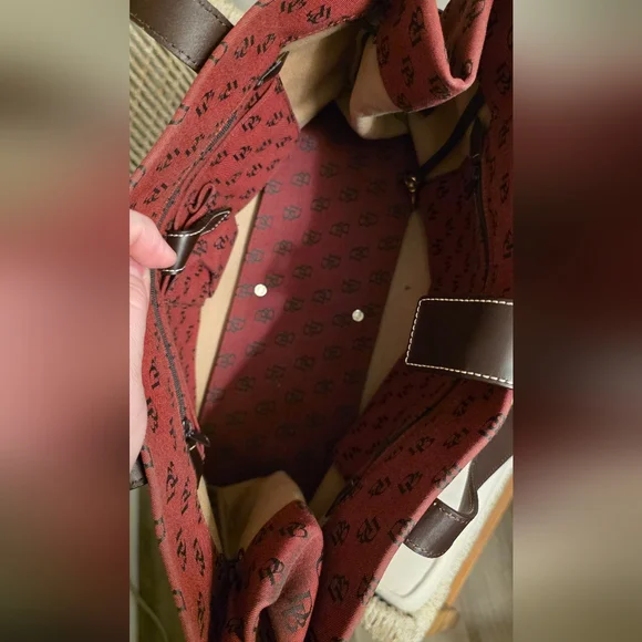 Dooney & Bourke Burgundy Tote with Brown Accents - Picture 6 of 6